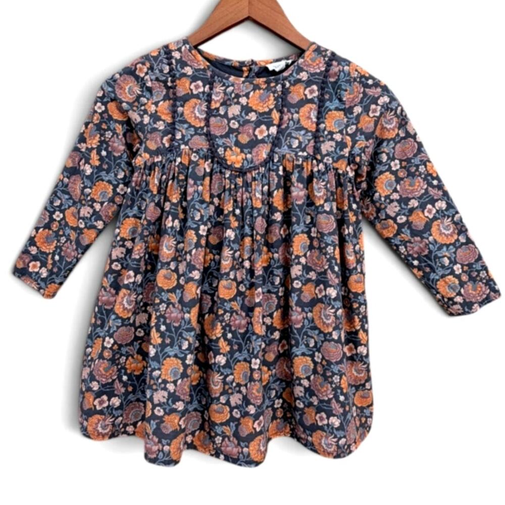 Louise Misha Dress Roulotta Charcoal Bohemian Flowers 100% Organic Cotton 6Y